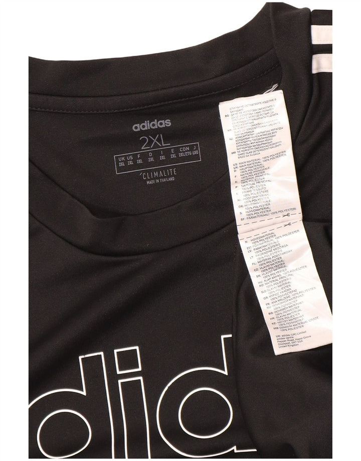 T-shirt grafica Adidas Climalite da uomo 2XL nera in poliestere