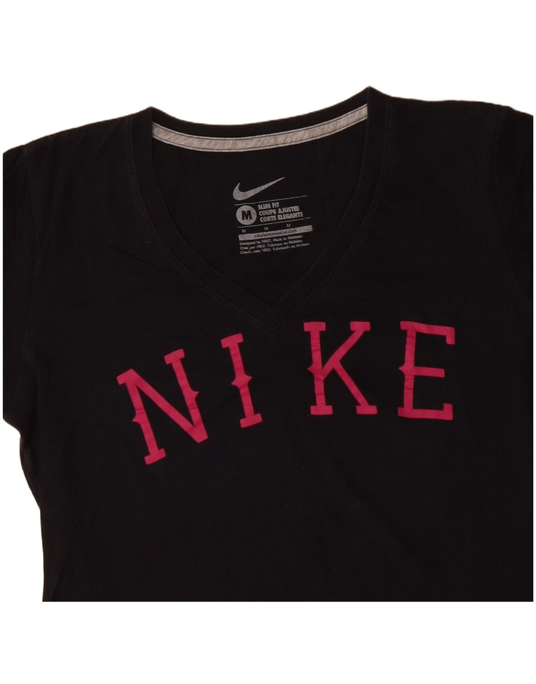 T-shirt grafica NIKE da donna slim fit, taglia UK 12, cotone nero medio