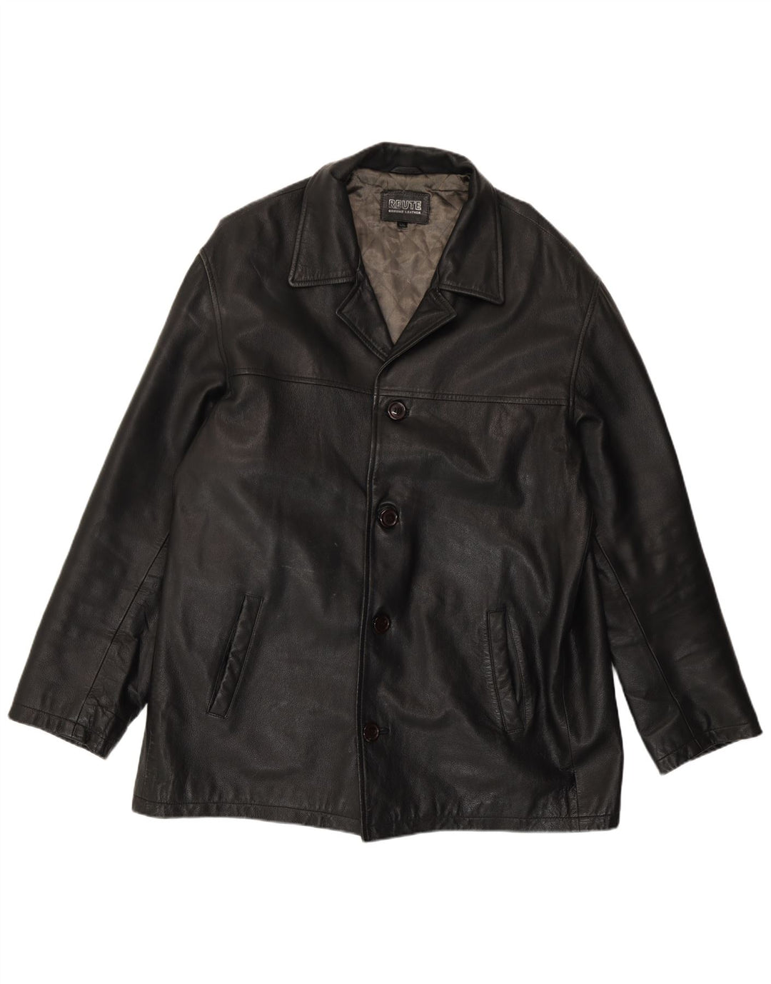 Giacca in pelle vintage da uomo UK 44 2XL Pelle nera