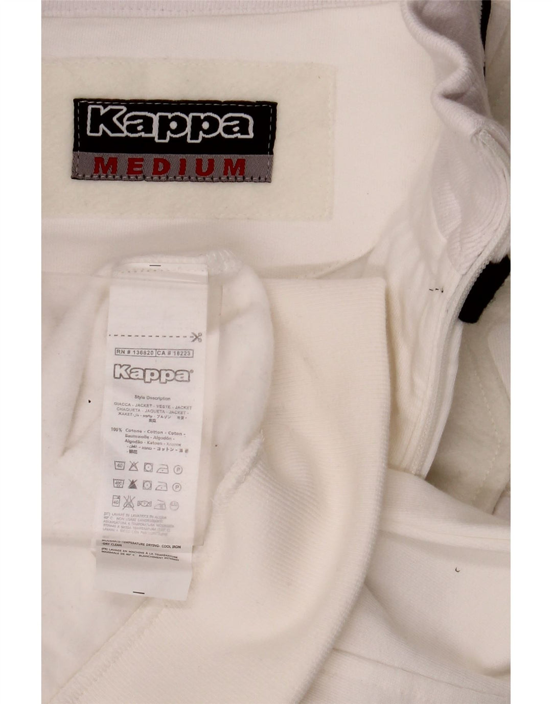 Giacca da tuta da donna Kappa UK 12 cotone bianco medio