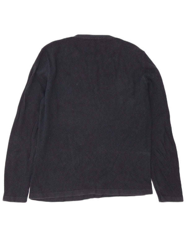 Maglione maglione girocollo da uomo Jack & Jones grande cotone blu navy