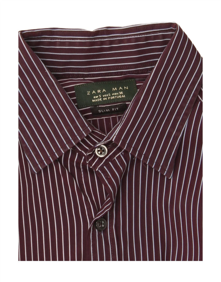Camicia Zara da uomo slim fit piccola gessata bordeaux