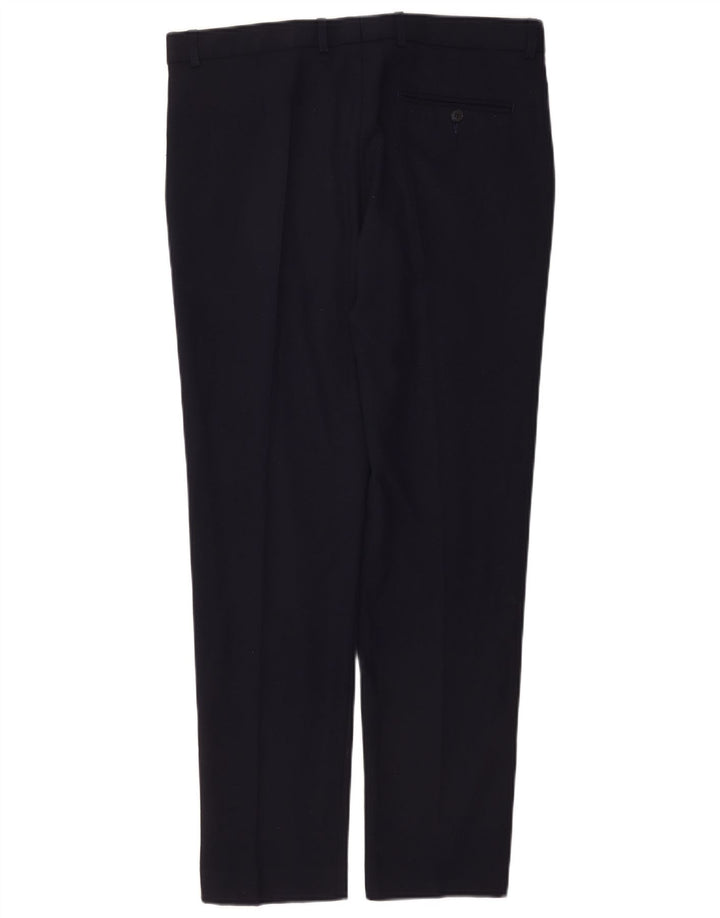 Pantaloni da abito slim da uomo Marks & Spencer W34 L31 Lana blu navy