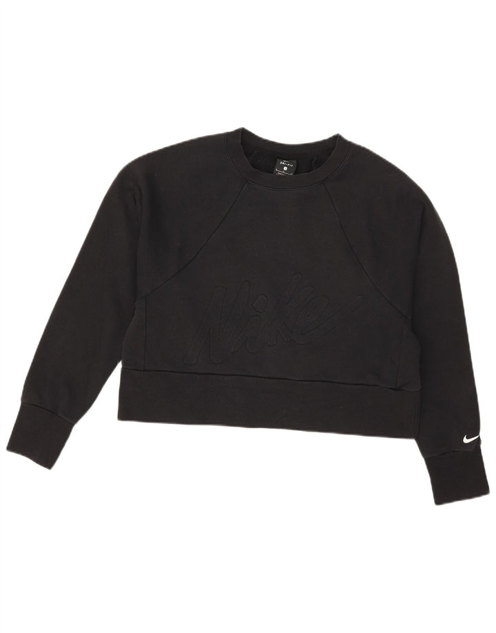 Felpa oversize con grafica Nike Dri Fit da donna UK 10 piccola nera