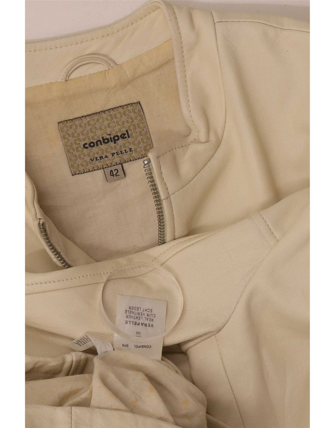 Giubbotto Bomber In Pelle Donna Conbipel IT 42 Beige Medio