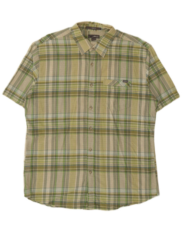 EDDIE BAUER Camicia da uomo a maniche corte vestibilità classica in cotone a quadri verdi grandi