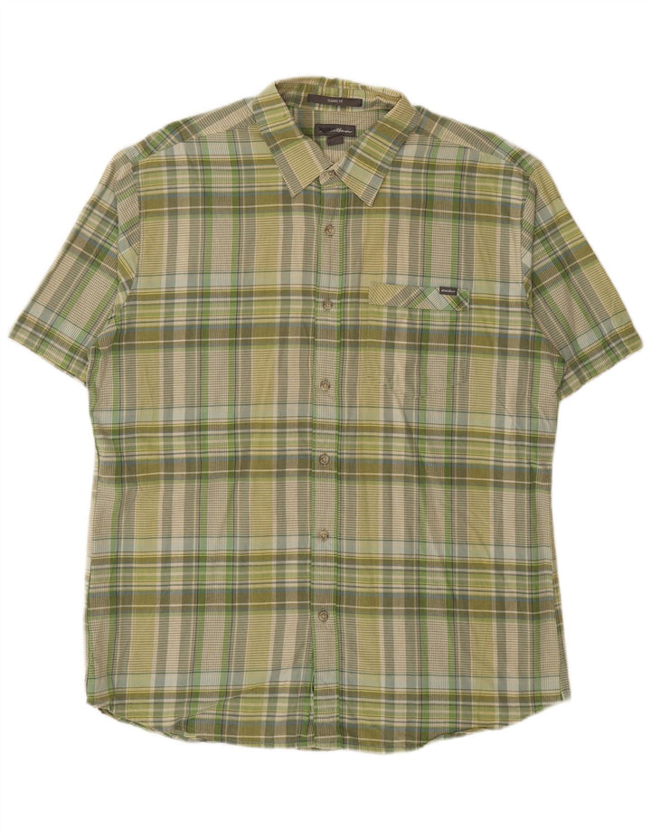 EDDIE BAUER Camicia da uomo a maniche corte vestibilità classica in cotone a quadri verdi grandi
