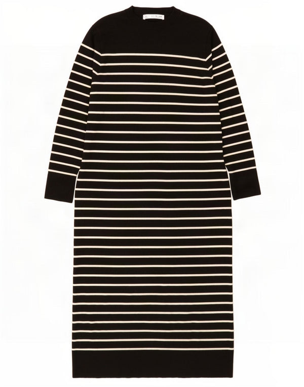Abito maglione a maniche lunghe da donna Zara UK 16 a righe nere grandi