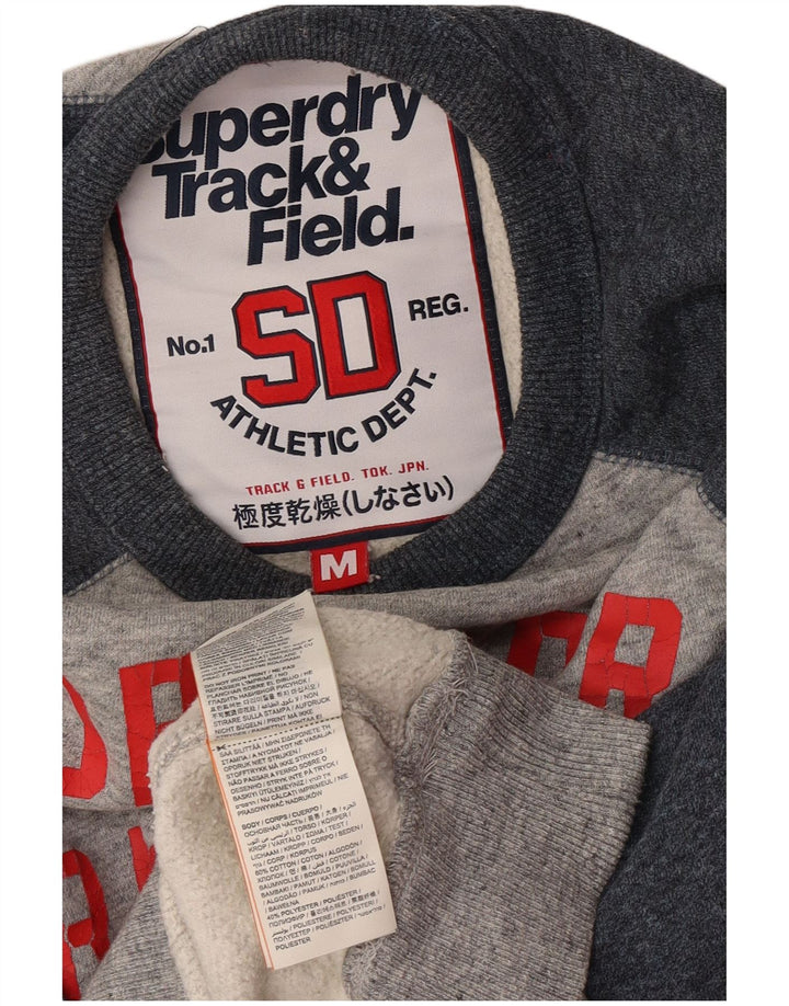 Felpa grafica da uomo Superdry Maglione in cotone color block grigio medio