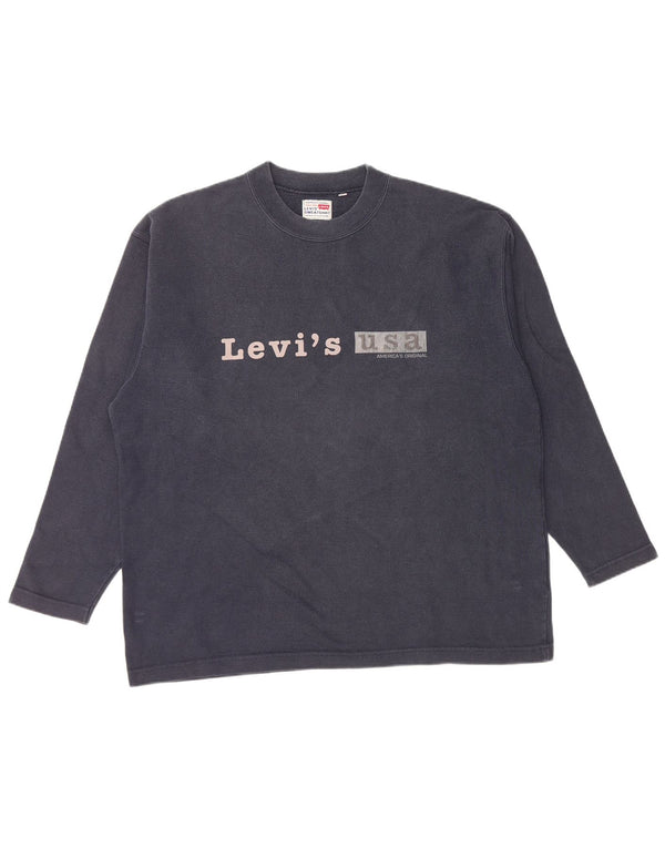 LEVI'S Mens Graphic Sweatshirt Jumper Large Navy Blue Cotton