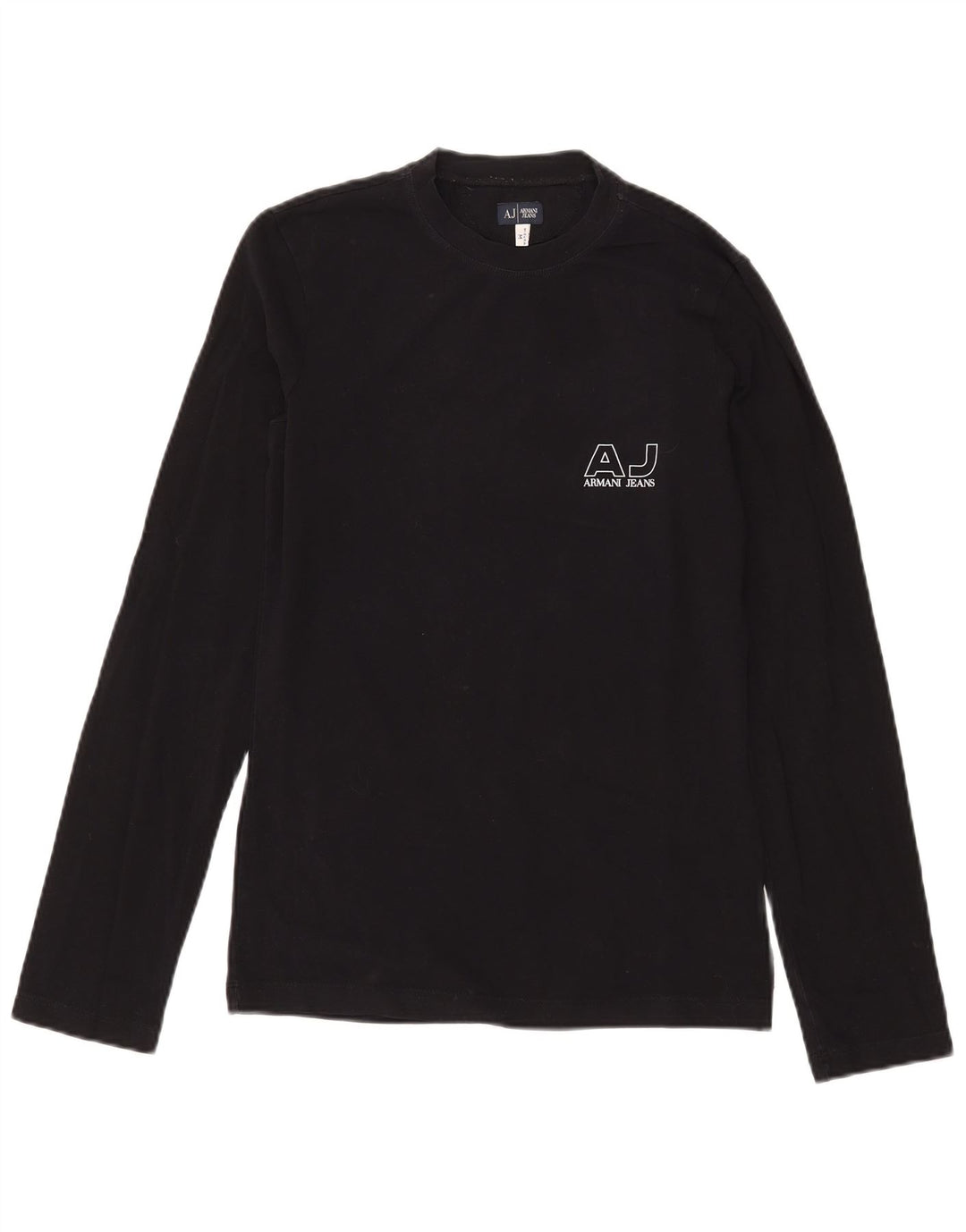 Armani Jeans Top grafico da uomo a maniche lunghe in cotone nero medio