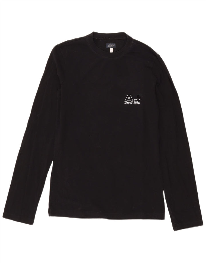 Armani Jeans Top grafico da uomo a maniche lunghe in cotone nero medio