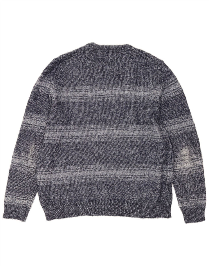 Maglione maglione girocollo da uomo Marks & Spencer grande poliestere a righe blu
