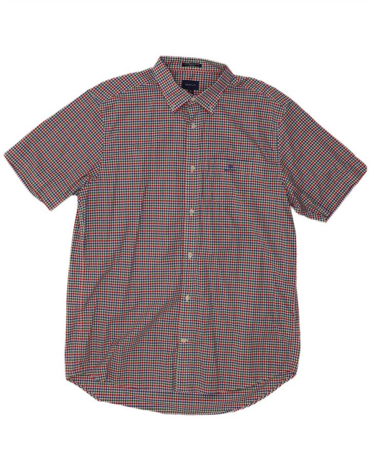 Gant Camicia a maniche corte da uomo taglia 17 1/2 XL a quadretti multicolore