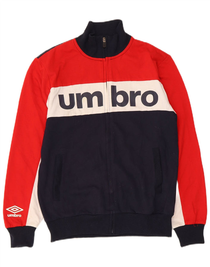 UMBRO Boys Tracksuit Top Jacket 13-14 Years Medium Navy Blue Colourblock