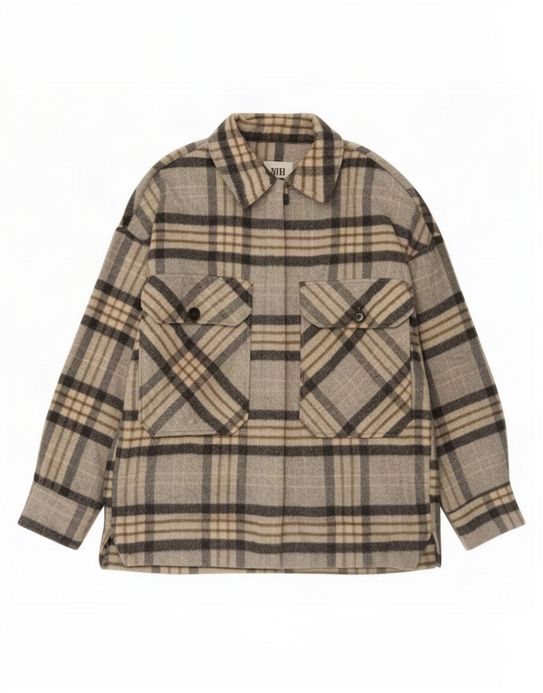 Giacca Shacket da donna Zara UK 14 scozzese grigio medio