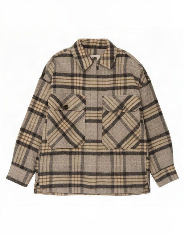 Giacca Shacket da donna Zara UK 14 scozzese grigio medio