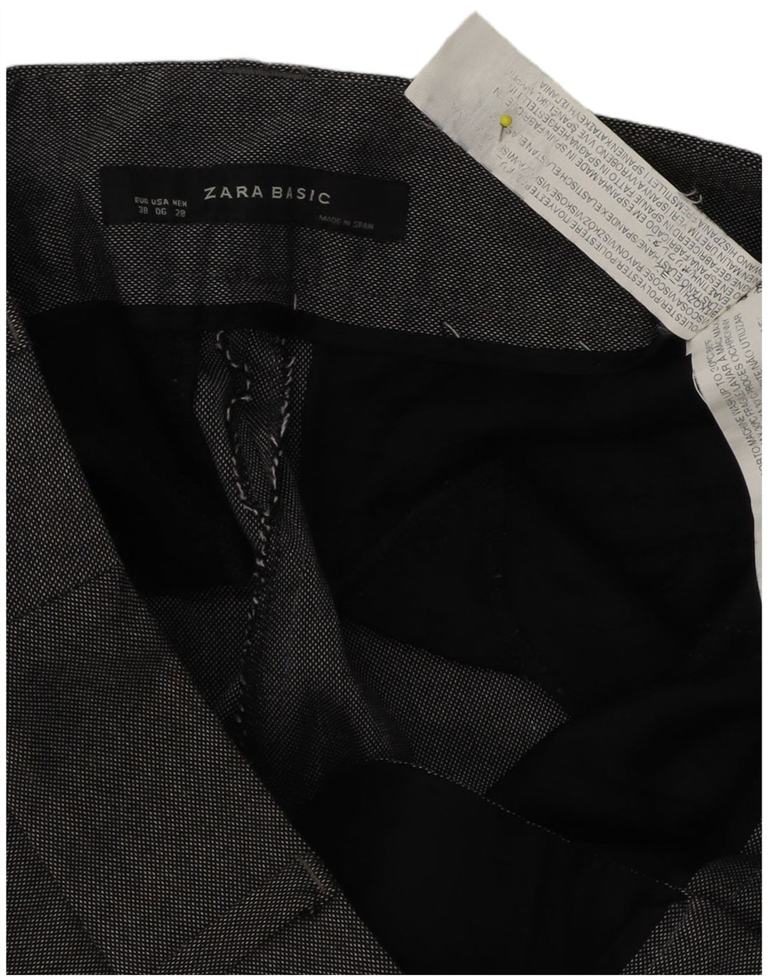 Pantaloni da abito dritti da donna Zara EU 38 Small W28 L31 Poliestere grigio