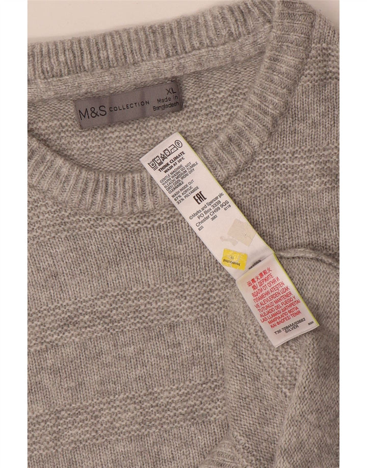 Maglione maglione girocollo da uomo Marks & Spencer XL acrilico a righe grigie