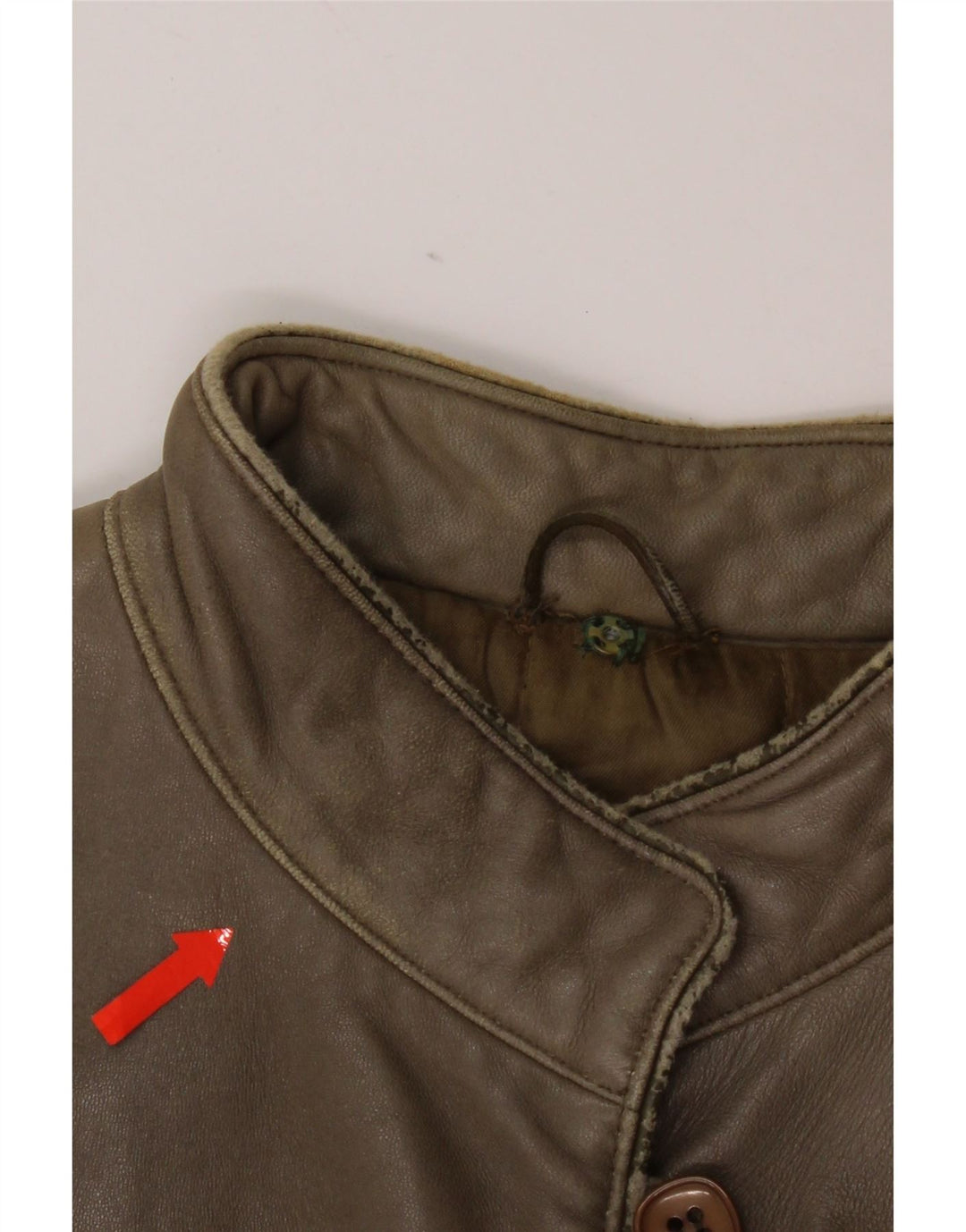 Giacca in pelle da donna vintage IT 44 in pelle kaki media