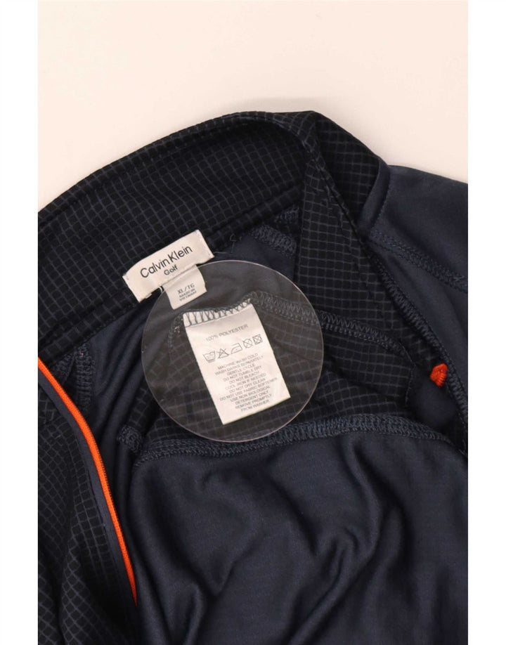 Calvin Klein Uomo Golf Pullover Tuta Top XL Blu Navy Colourblock