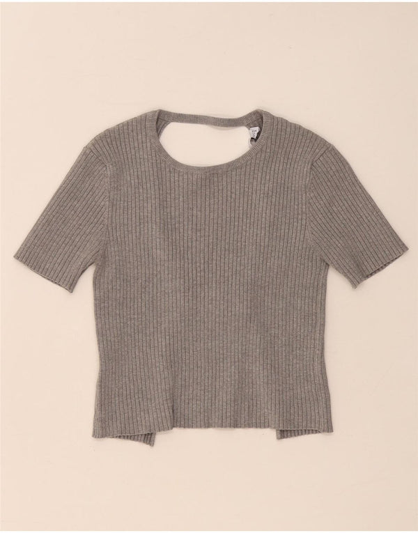 Top corto in camicetta corta da donna Zara UK 12 Grigio medio
