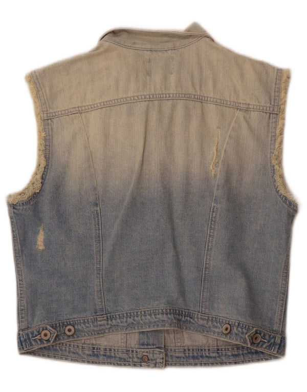 Gilet da donna in denim corto Superdry UK 18 XL cotone blu