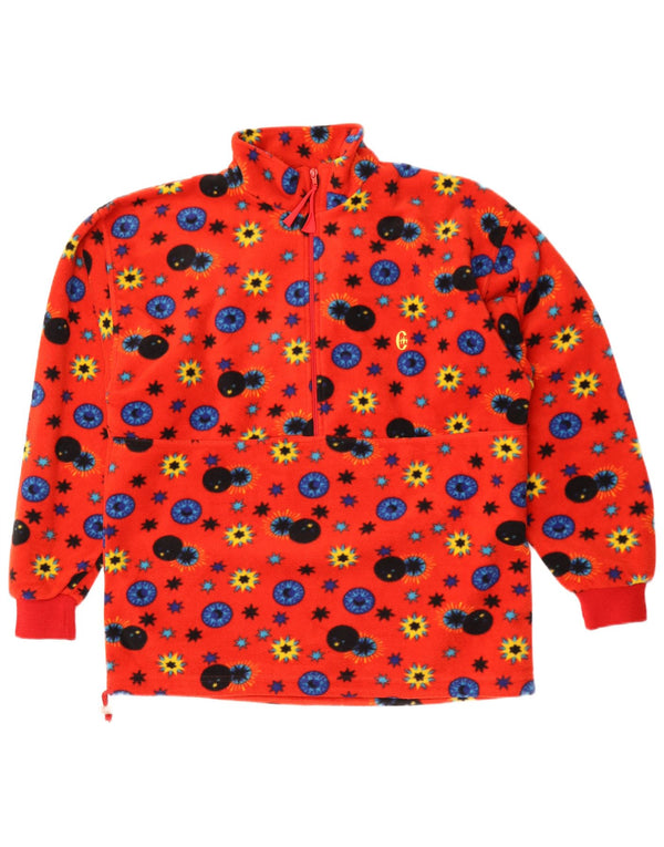 Conte of Florence Maglione in pile da uomo con zip e collo Grande poliestere floreale rosso