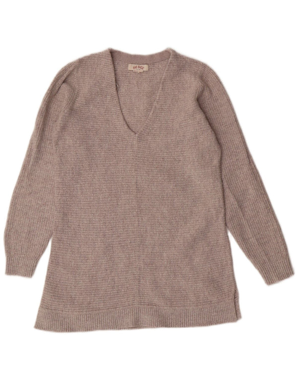 FAT FACE Maglione da donna con scollo a V lungo UK 10 Piccolo cotone grigio