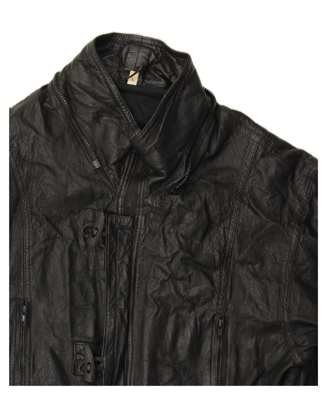 VINTAGE Mens Leather Jacket UK 40 Large Black Leather Vintage Vintage and Second-Hand Vintage from Messina Hembry 
