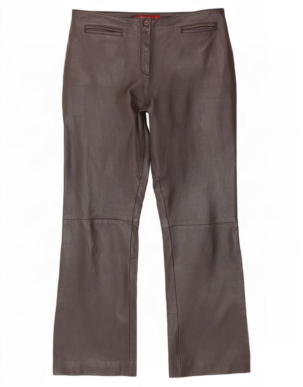 Pantaloni in pelle bootcut da donna Olly & Co UK 14 Large W34 L30 Marrone