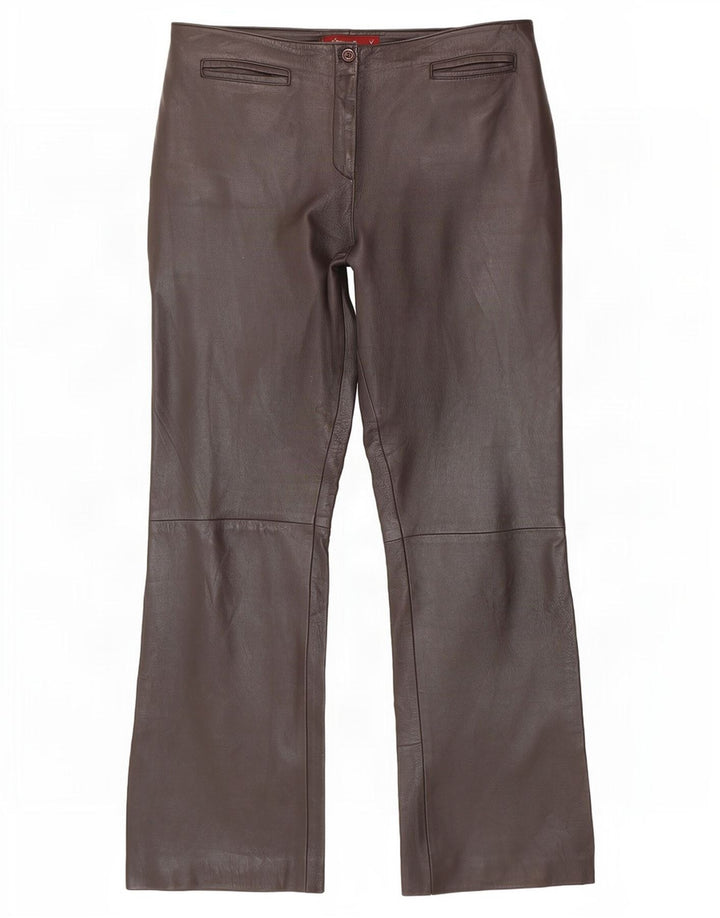 Pantaloni in pelle bootcut da donna Olly & Co UK 14 Large W34 L30 Marrone