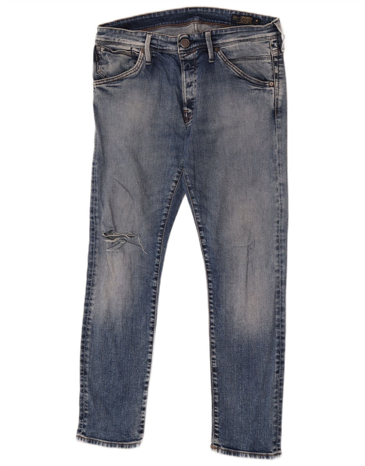 Jeans slim invecchiati da uomo Jack & Jones W34 L30 cotone blu