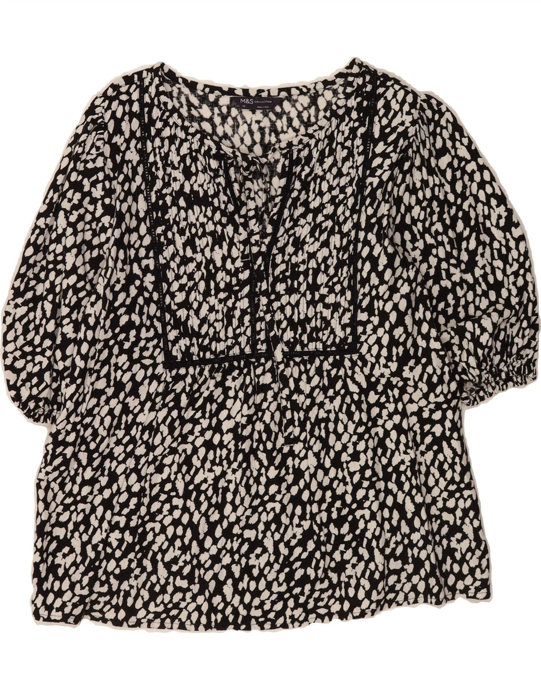 MARKS & SPENCER Womens Oversized Blouse Top UK 10 Small Black Animal Print Vintage Marks & Spencer and Second-Hand Marks & Spencer from Messina Hembry 