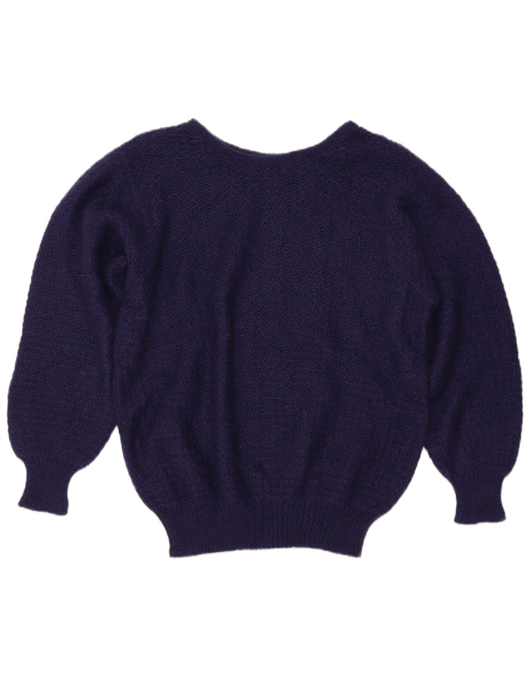 Maglione maglione con scollo a barca da donna VINTAGE UK 16 grande mohair blu navy