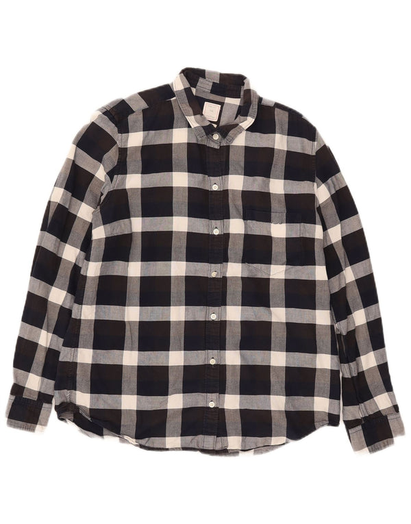 Gap Camicia da donna in flanella dal taglio classico UK 14 Cotone medio a quadri nero