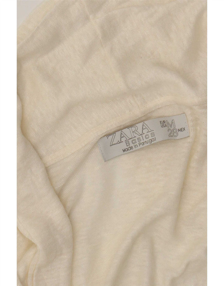 Maglione cardigan aperto corto da donna Zara UK 12 medio bianco sporco