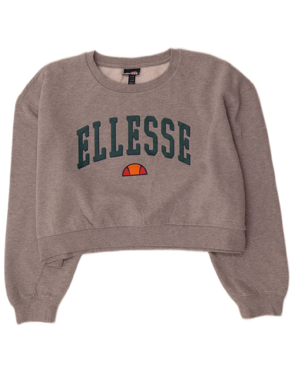 Ellesse, maglione da donna con grafica corta oversize, taglia UK 14, grande grigio