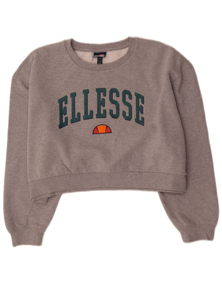 Ellesse, maglione da donna con grafica corta oversize, taglia UK 14, grande grigio