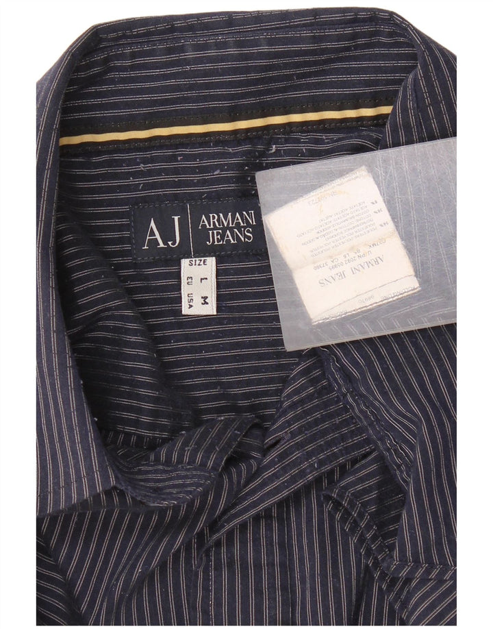 Camicia Armani da uomo con vestibilità regolare a quadri, grande in poliestere a righe blu navy