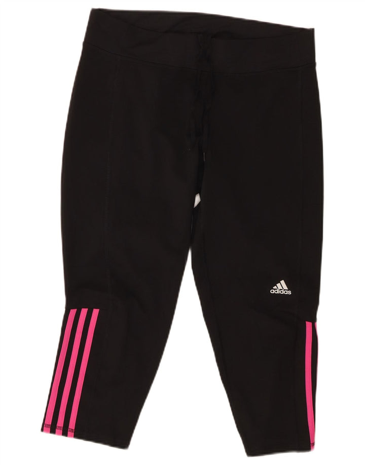 Pantaloni da tuta ADIDAS Capri da donna UK 16/18 Large Nero Poliestere