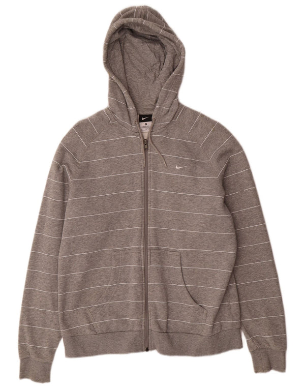 Felpa con cappuccio e zip da donna Nike UK 18 XL cotone a righe grigie