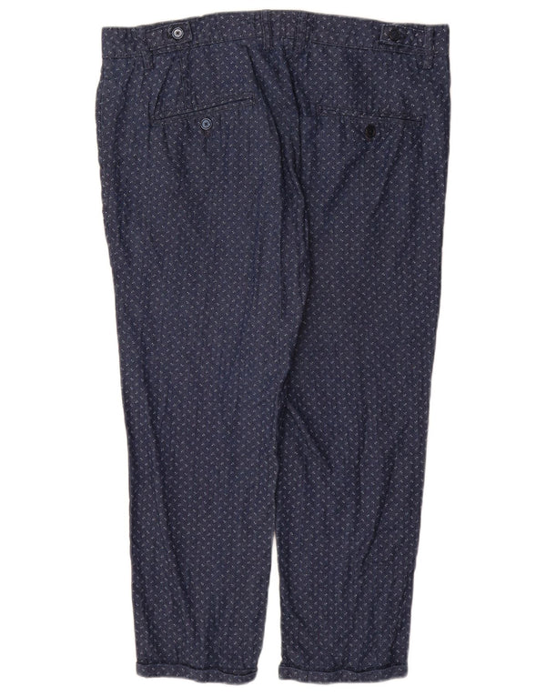 Pantaloni chino affusolati corti da uomo Zara EU 42 Large W32 L23 Blu navy maculato