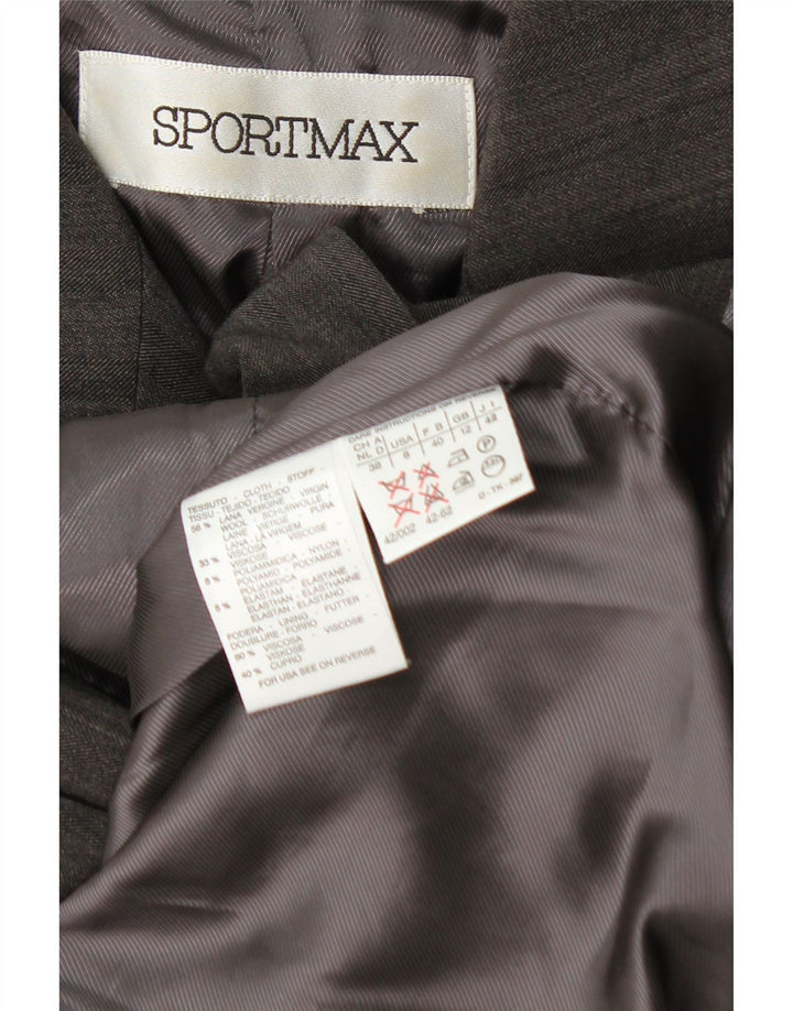 Giacca blazer doppiopetto da donna Sportmax UK 12 grigio medio a righe