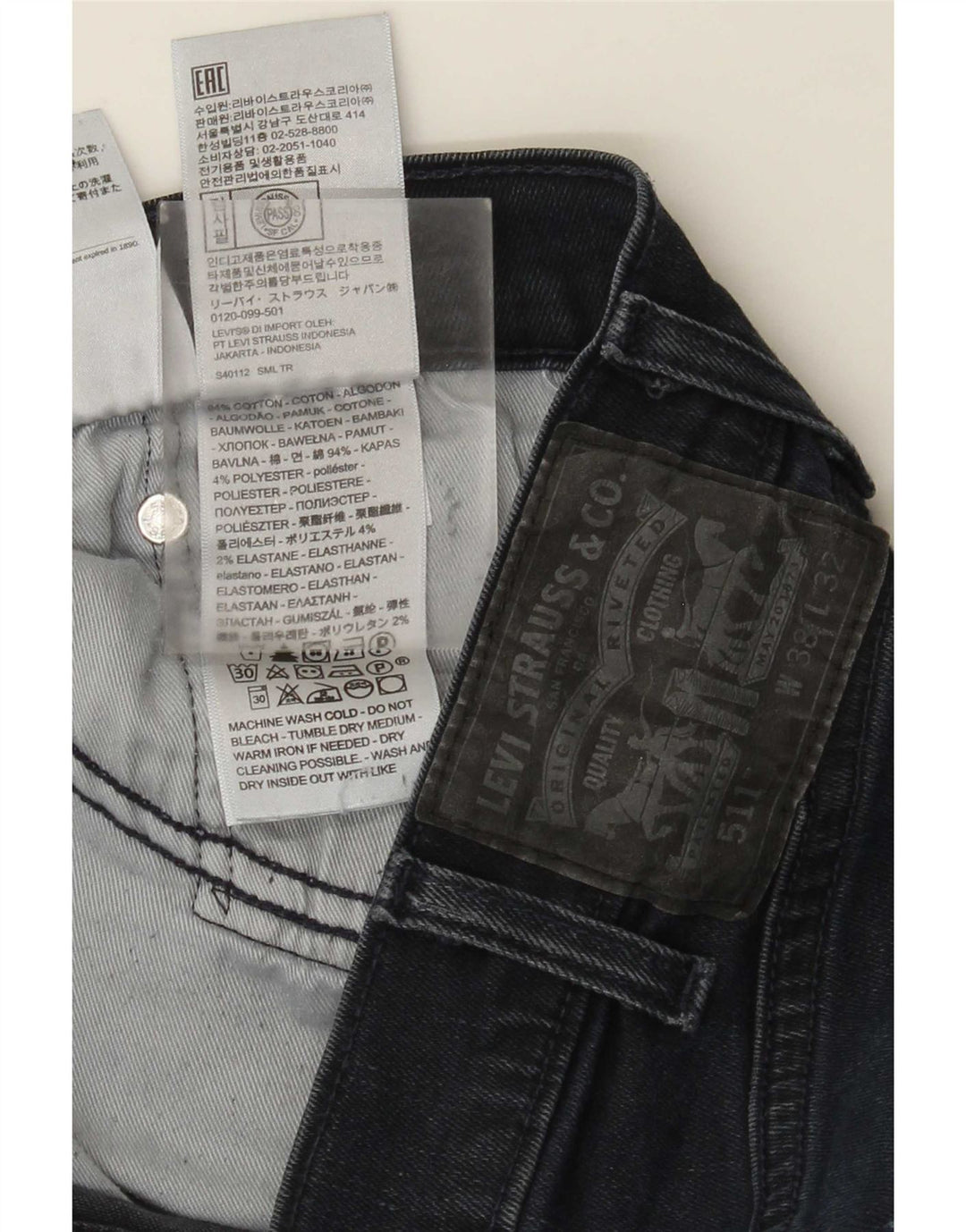 Jeans Levi's Uomo 511 Slim W38 L32 Cotone Blu