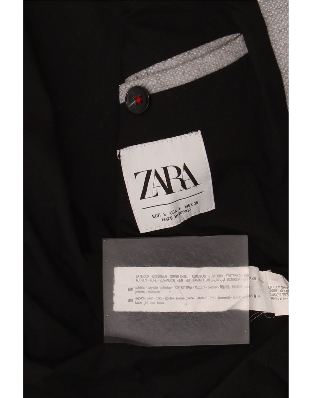 Giacca blazer da uomo a 2 bottoni Zara UK 36 piccola in poliestere grigio