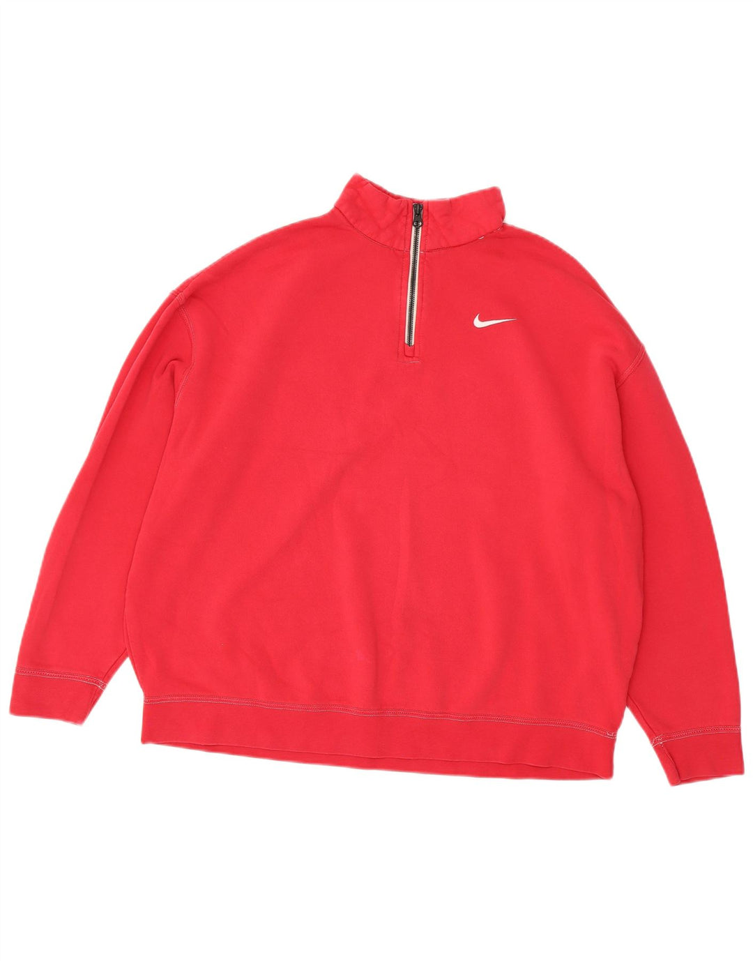 Felpa da donna oversize con collo e zip Nike, maglione, UK 14, cotone rosa medio