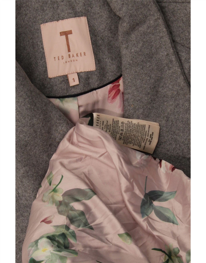 Cappotto avvolgente da donna Ted Baker taglia 1 XS in lana grigia
