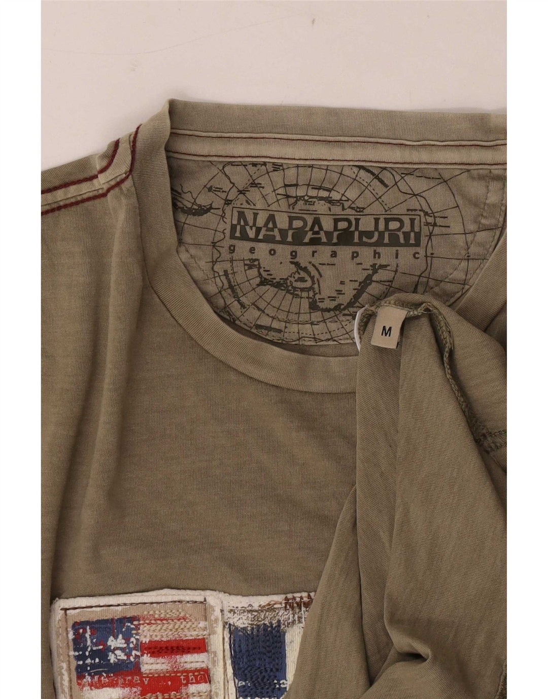 Maglietta da uomo con grafica geografica Napapijri, media, kaki