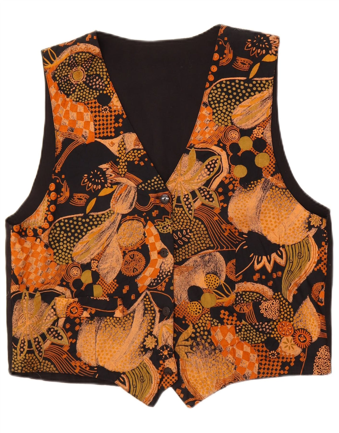 Gilet vintage da donna UK 18 XL nero floreale